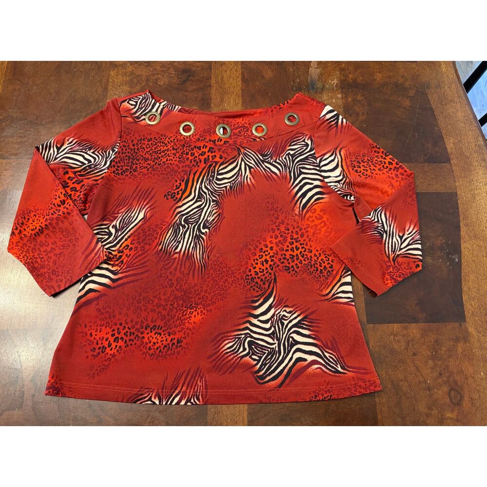 Y2K Giorgio Fiorlini Animal Print Zebra Leopard Top Sz S Vintage